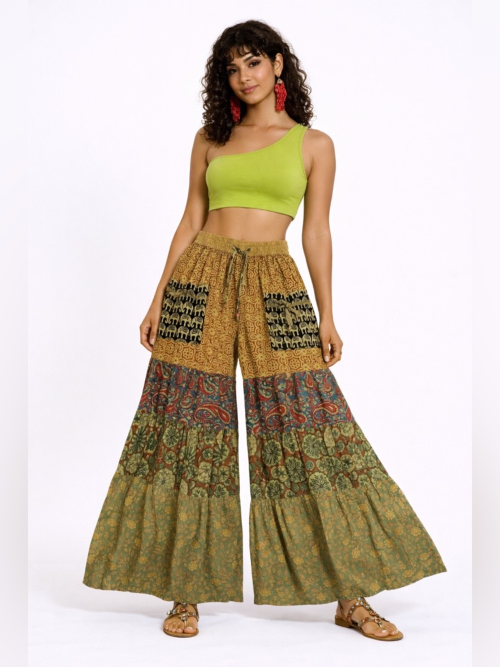 Hippie Forever Handmade Patchwork Palazzo Pants Womens SZ OS Enchanted Fairycore